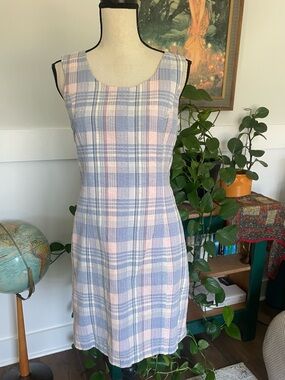 Vintage Herman Geist Pastel Summer Dress Plaid 6 Cotton 90s